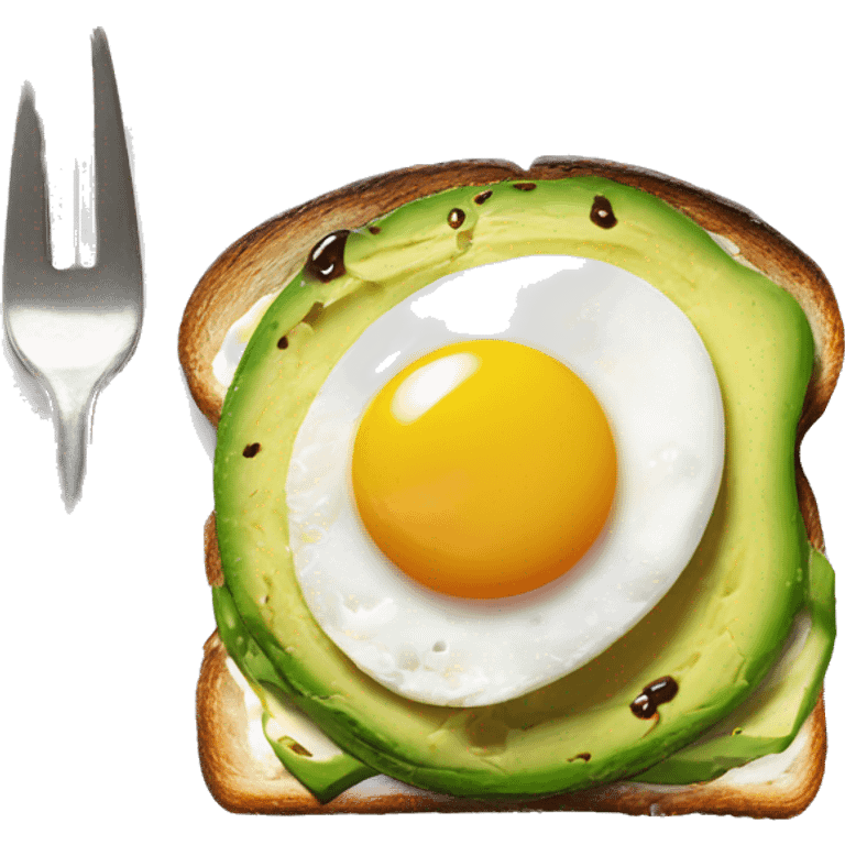 Avocado toast with an egg on it and a drizzle of balsamic vinegar emoji