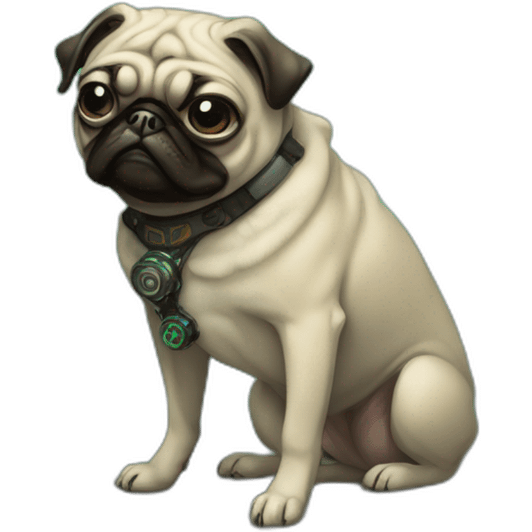 A cyberpunk pug in Art Nouveau style during 1910 emoji