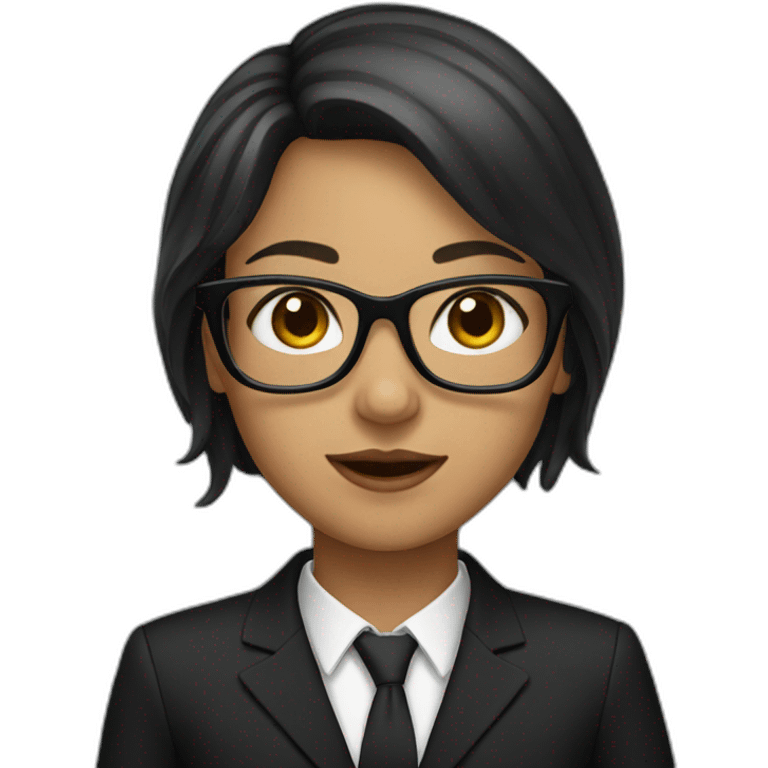 a girl in a black suit and glasses emoji