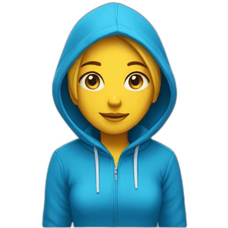 Girl in blue and yellow hoodie emoji