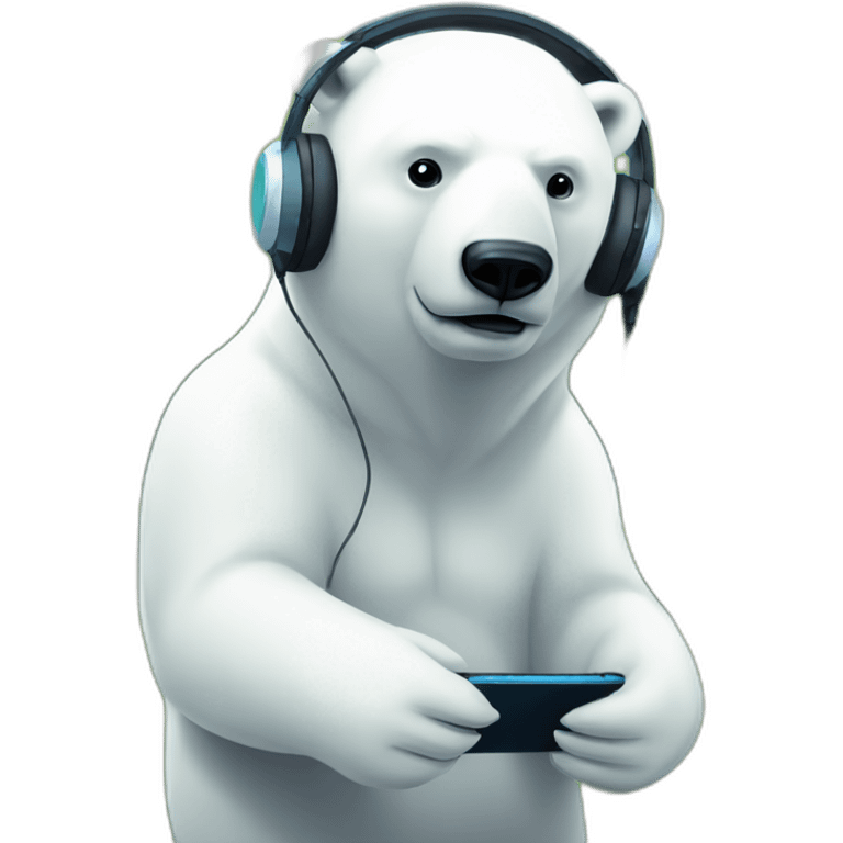 polar bear in a park listening music with headphones emoji