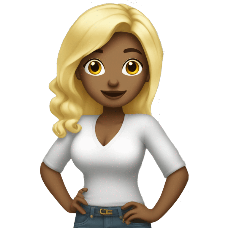 White Curvy blond Girl with Money emoji