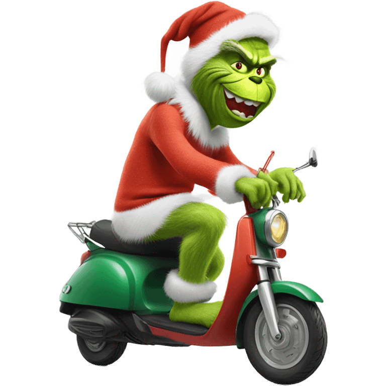 the grinch riding a scooter emoji