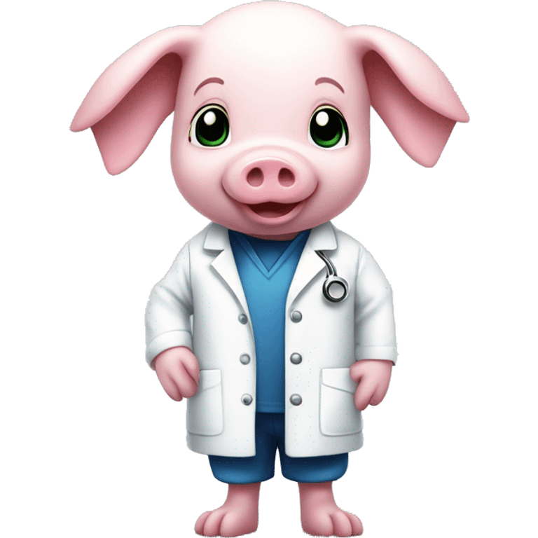 a piglet in white lab coat full length emoji