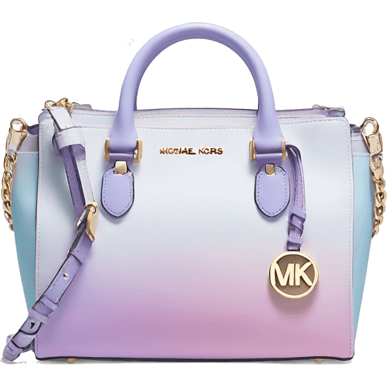 Realistic isolated pastel pink ,light blue ,and light purple ombre Michael Kors satchel purse.  emoji