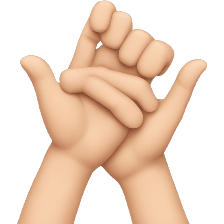 linking your fingers or bringing your hands together as if forming a chain. emoji