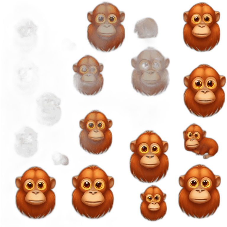 un orang-outan avec 10 bébés orang-outan emoji