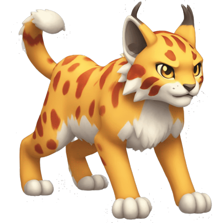 Fire-type Fakémon-Lynx full body emoji