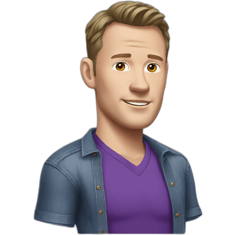 Jonathan Toews wearing a purple shirt and jeans  emoji