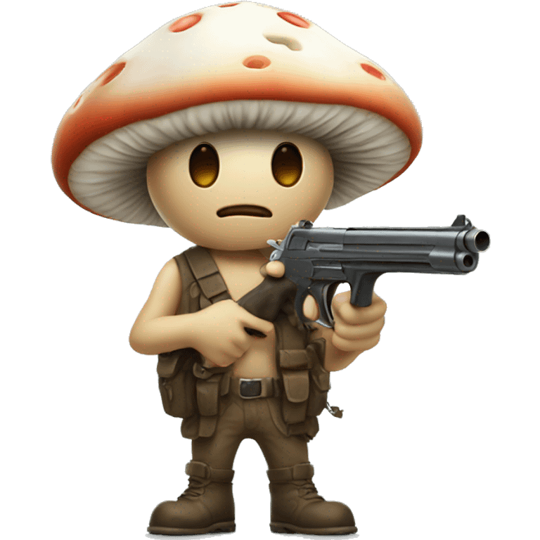 cute mushroom man holding gun emoji