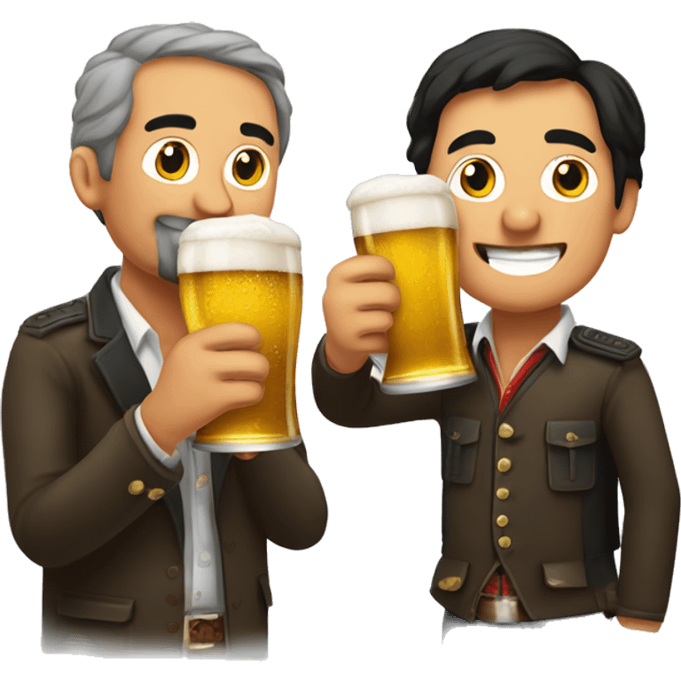 Bolivian man and German man drinking beer together emoji