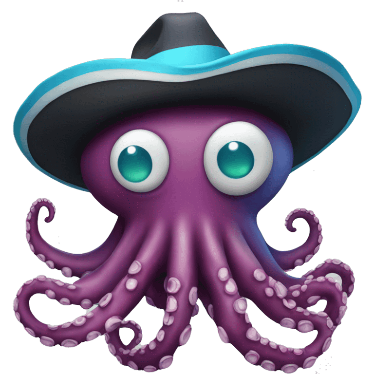 Pulpo azul con sombrero emoji