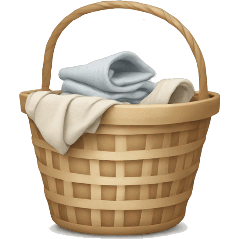 basket with laundry in beige tones emoji