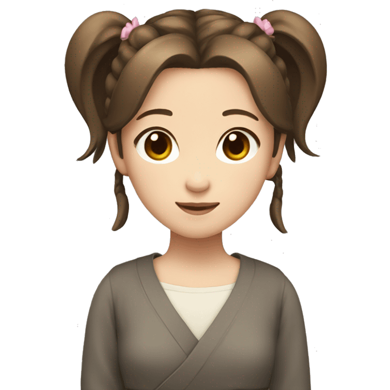 japanese girl with brown hair and double ponytail emoji