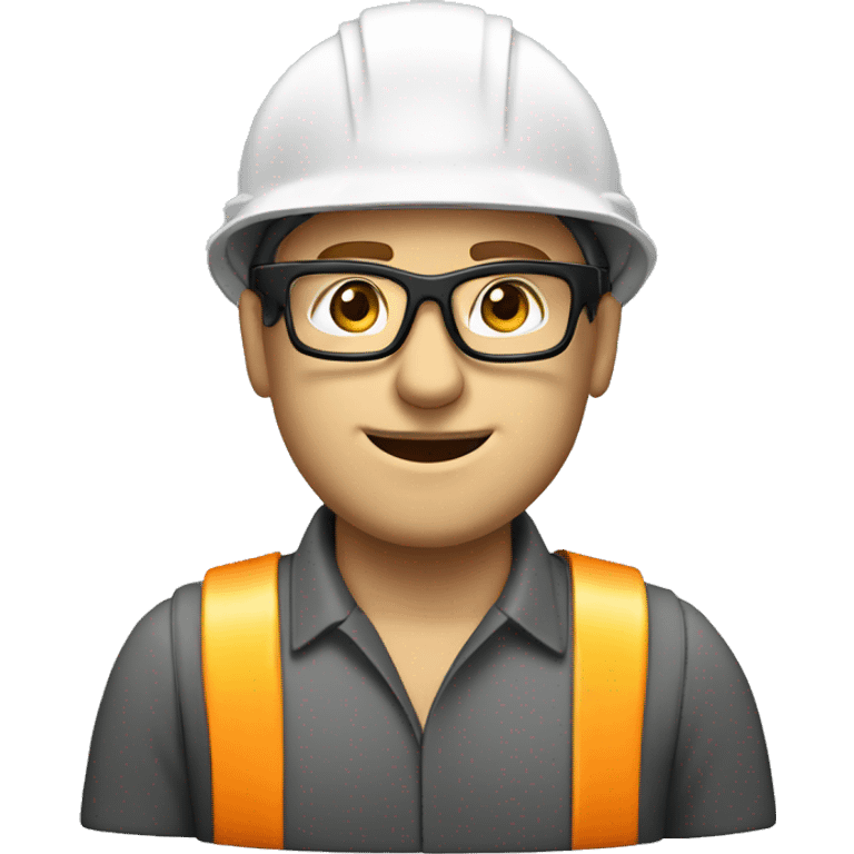 Caucasian engineer with helmet, glases, earplugs safety emoji