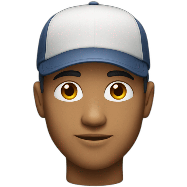 mixed race man with a cap saying emoji