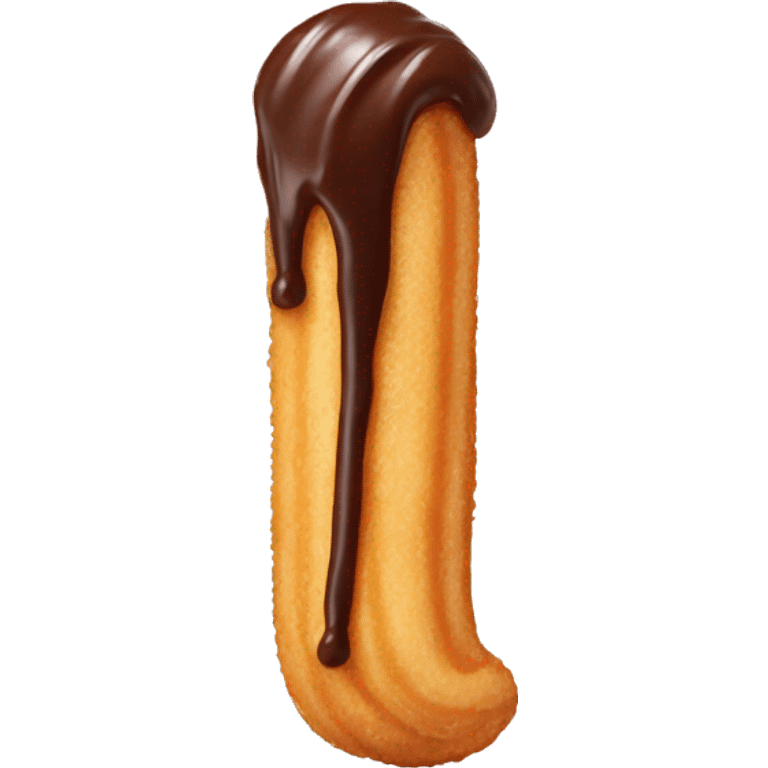 Churro with chocolate dipped tip emoji