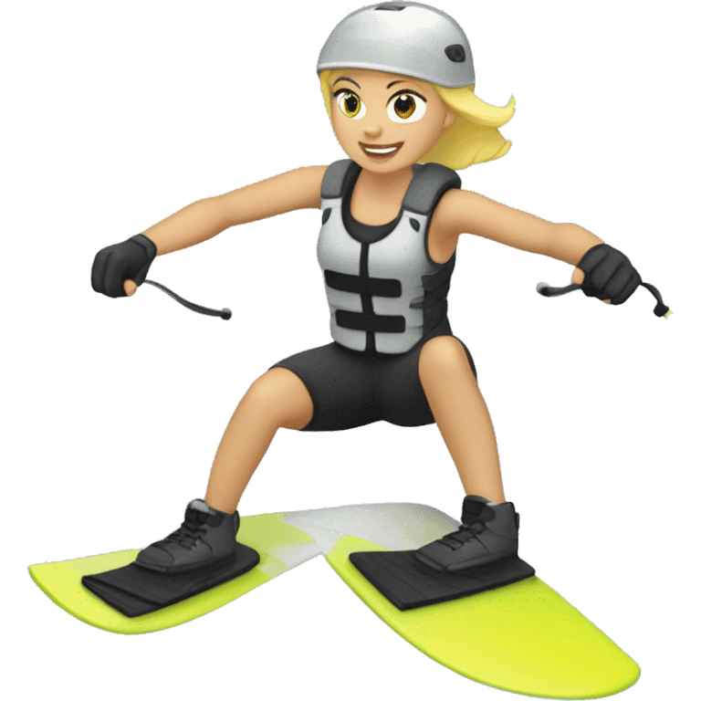 Blond Girl with grey helmet on wakeboarding  emoji