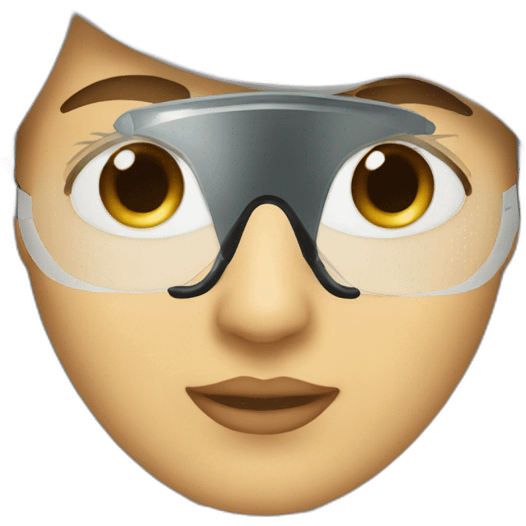 lasik eye surgery mask with dark brown straight hair emoji