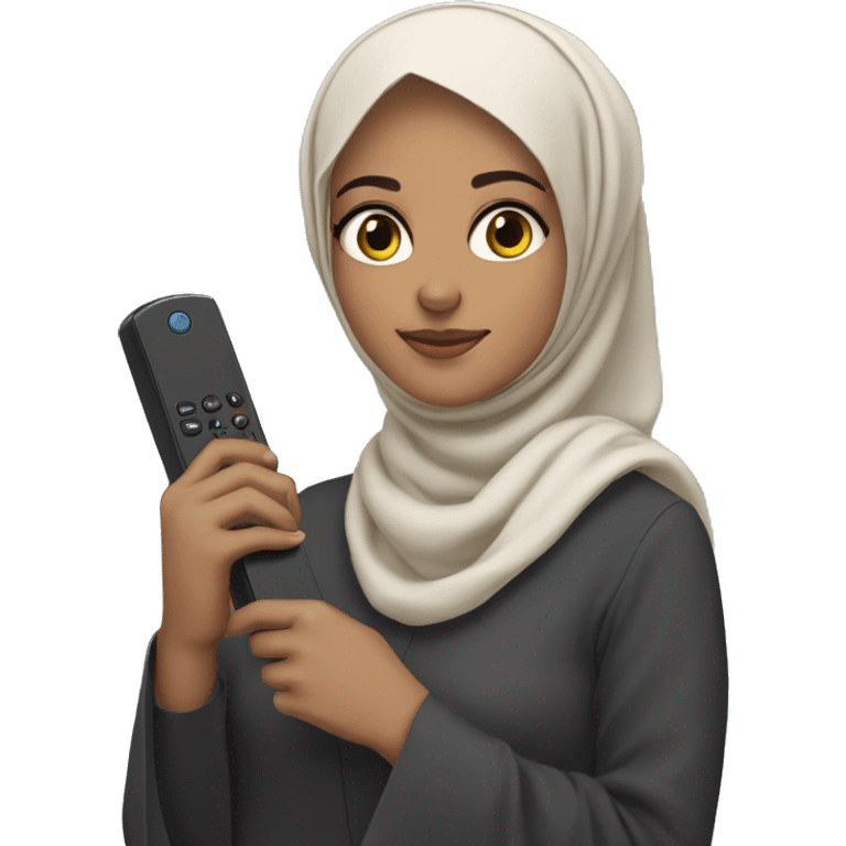 Hijabi girl holding  anki remote in on emoji