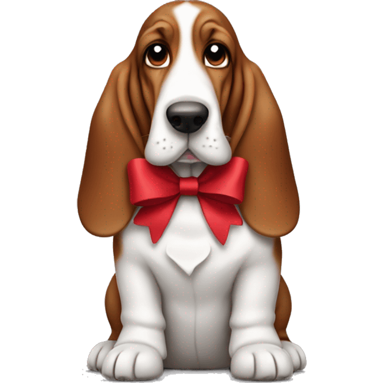 Basset hound in a red bow emoji