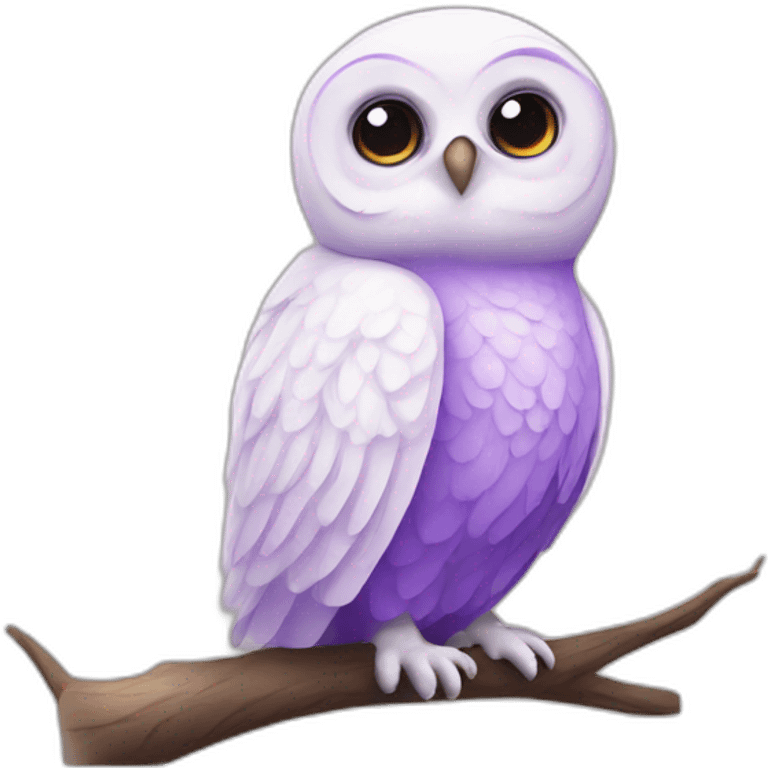 cute baby owl white purple emoji