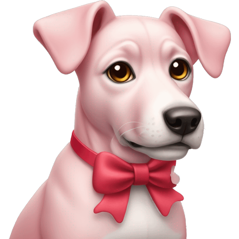 pink dog with a red bow collar emoji