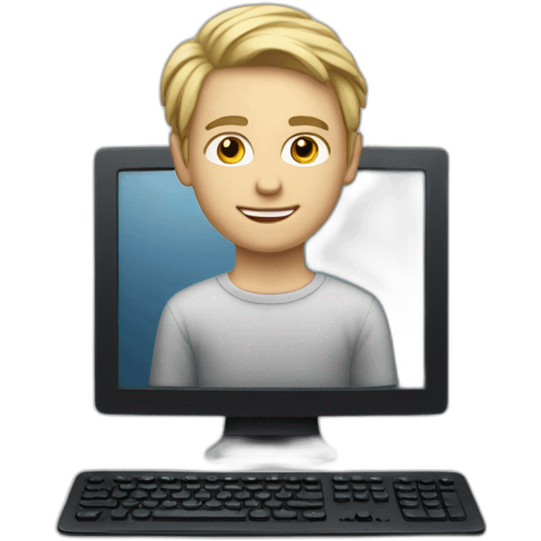 A cool white boy on a computer emoji