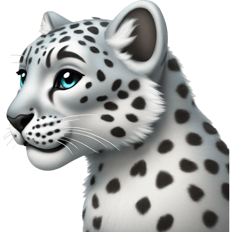 Snow Leopard Full Body with hearts emoji