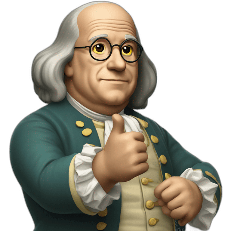 benjamin franklin with an arm up closed realistic emoji