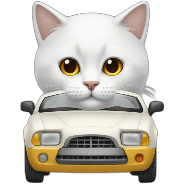 gato blanco con car emoji