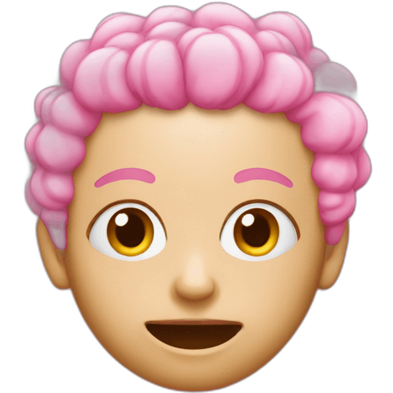 Pink bobble with x eyes and no hair emoji