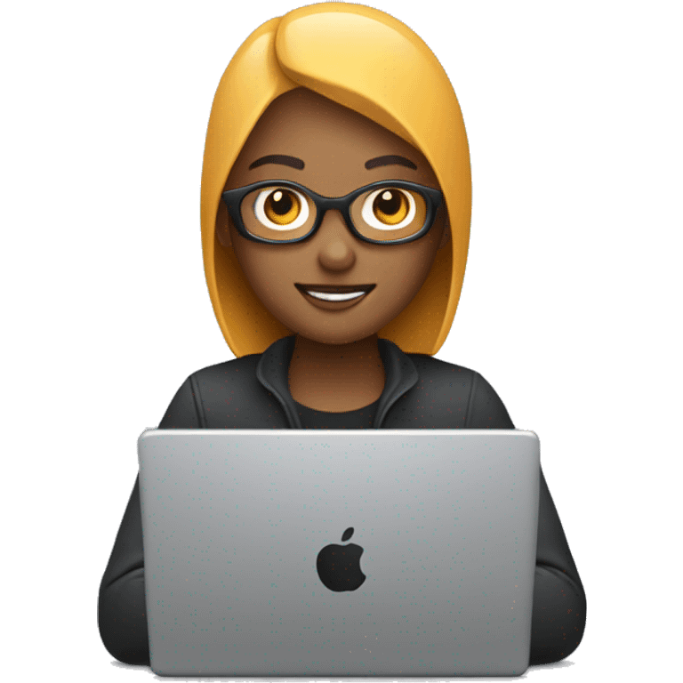 a designer working on their laptop with figma logo emoji