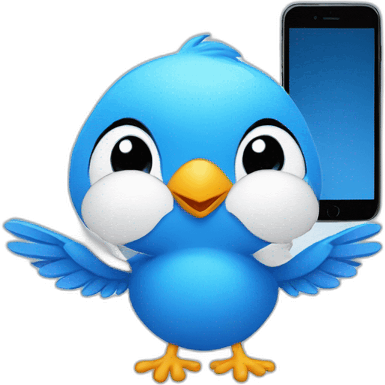 blue bird chick holding phone emoji