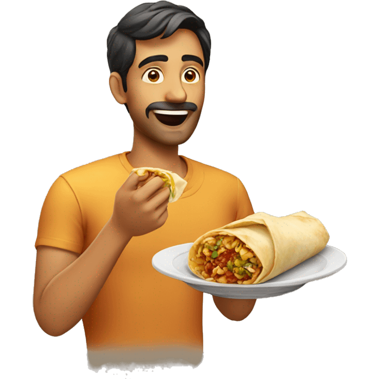 Men eating Kathi roll emoji