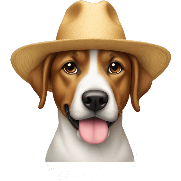 un chien avec un chapeau emoji