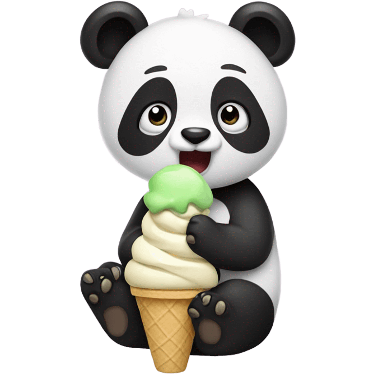 Panda eating ice cream emoji