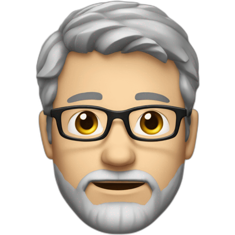 Caucasian man 40. brown eyes. short hair and short gray beard. disheveled. black glasses emoji