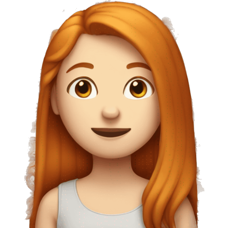 Ginger girl with straight hair ang a brahma hen emoji