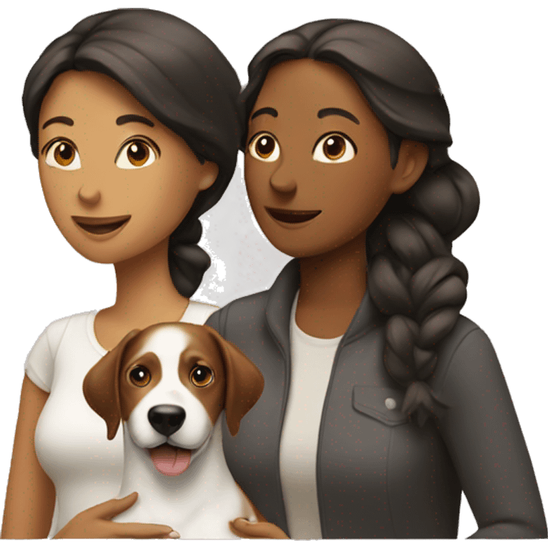 two women with a dog emoji