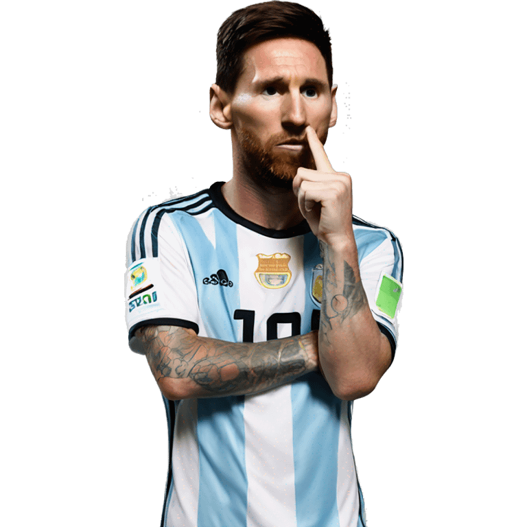 messi from argentina making silence with his finger emoji