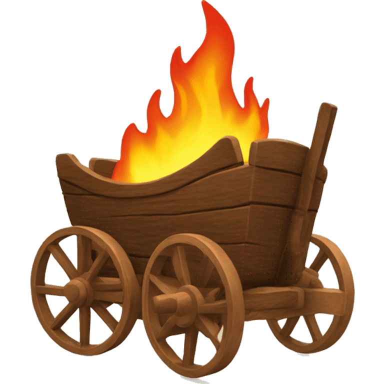 Wooden wagon surrounded by fire emoji