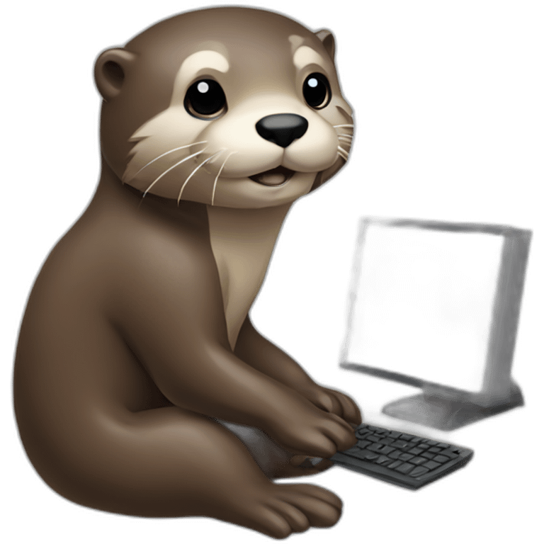 Otter programmer with computer emoji