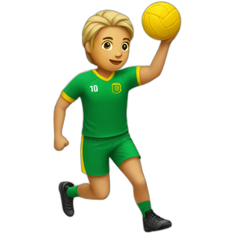 Handball player in green and yellow emoji