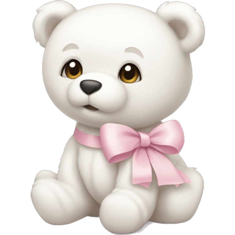 White teddy bear with light pink bow emoji