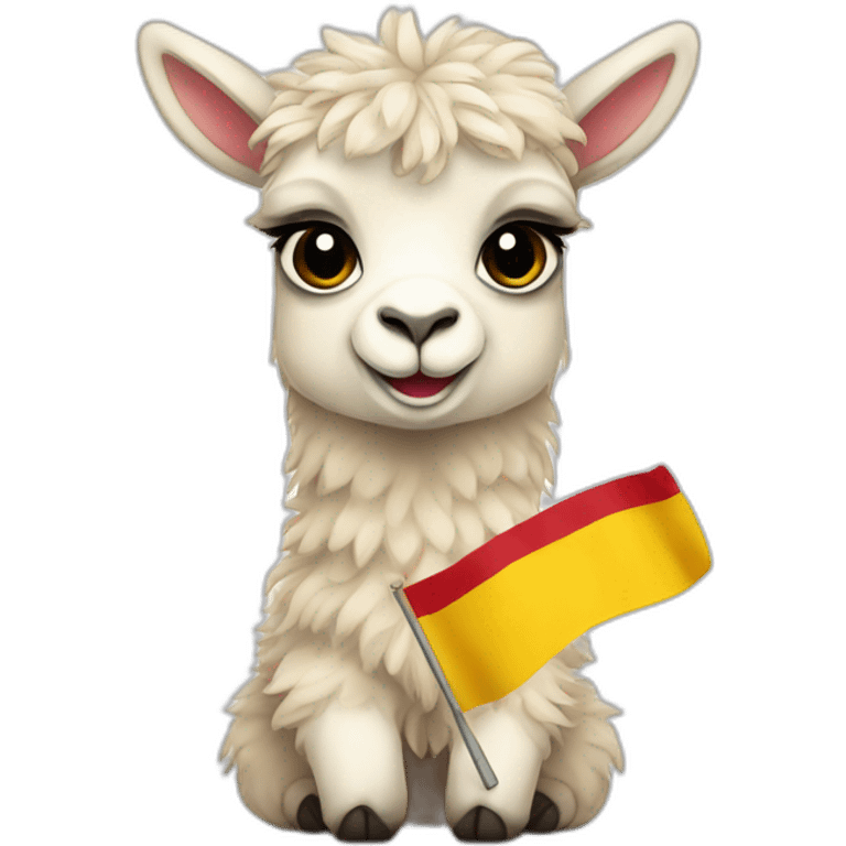 Baby llama with the Spain flag emoji