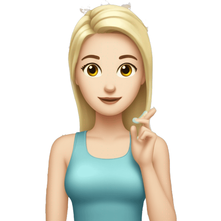 White girl doing skin care emoji