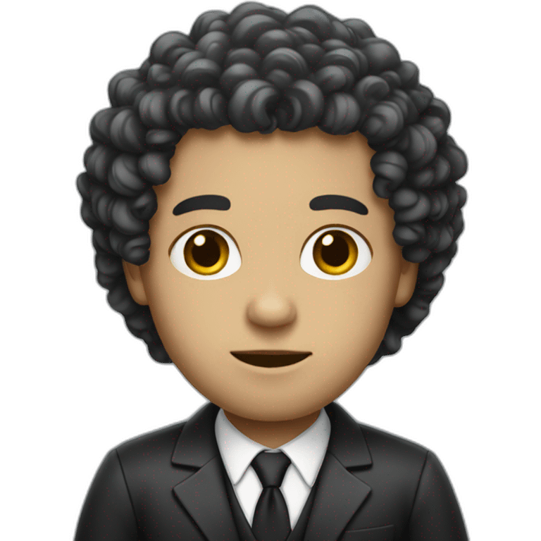 white lawyer with curly black long hair emoji