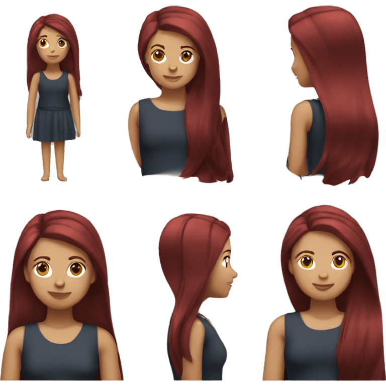 Girl with straight burgundy hair and very fair skin. emoji