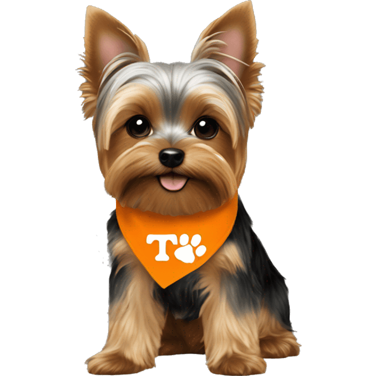 Yorkie dog wearing TN Vols bandana emoji